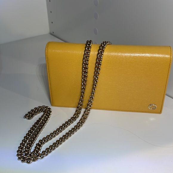 GUCCI Wallet on Chain Calfskin Medium Betty Crossbody WOC Yellow - Picture 11 of 17